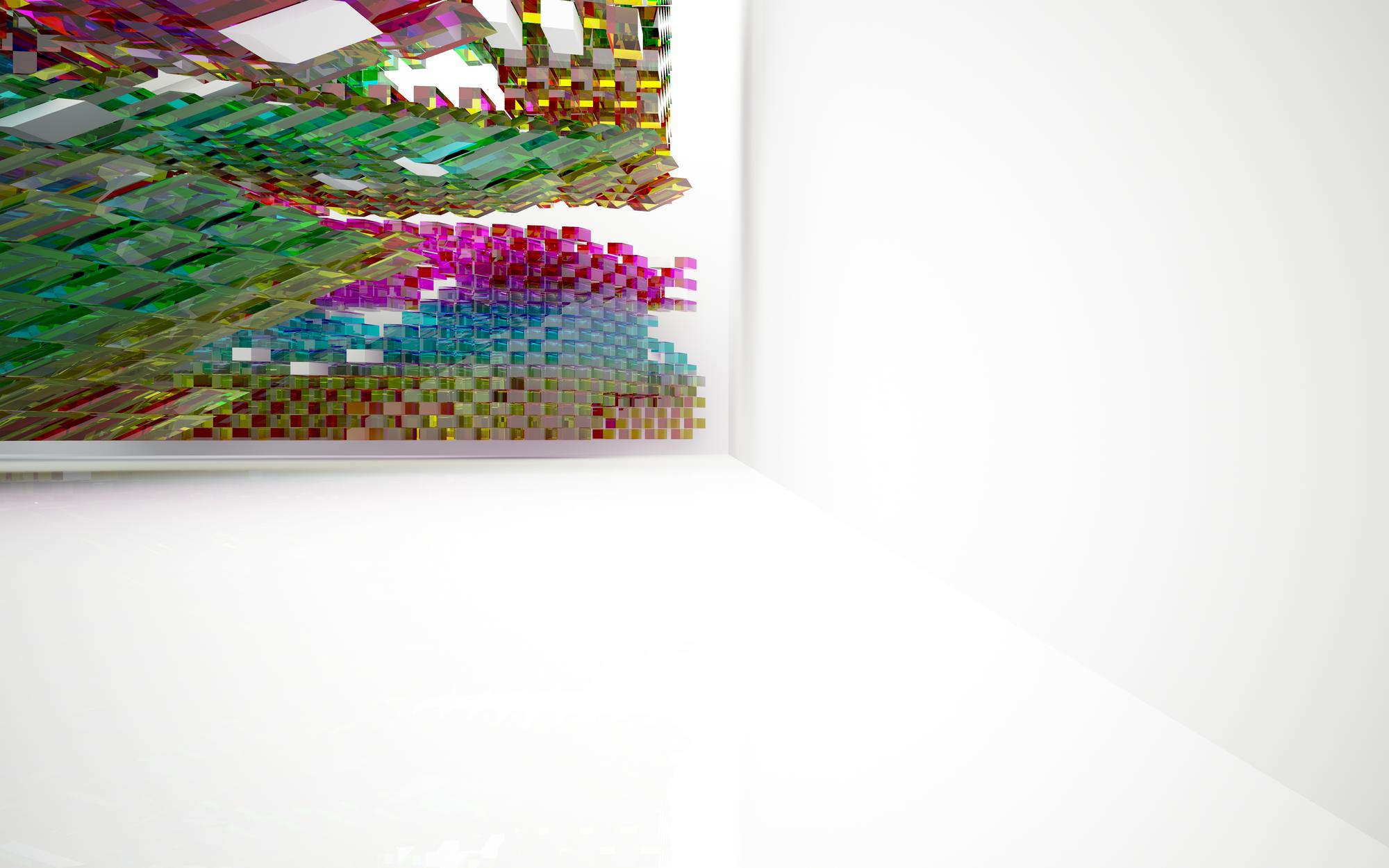 large embroidered panel with neon threads