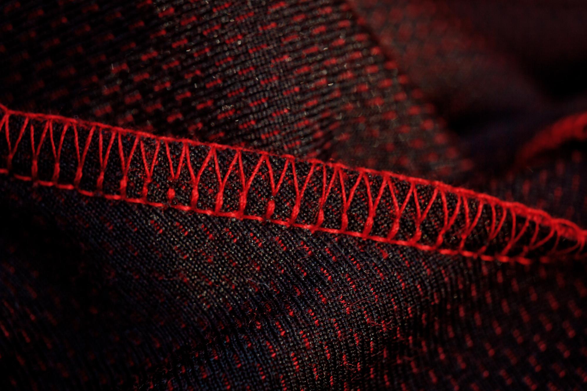 close-up of metallic stitch
